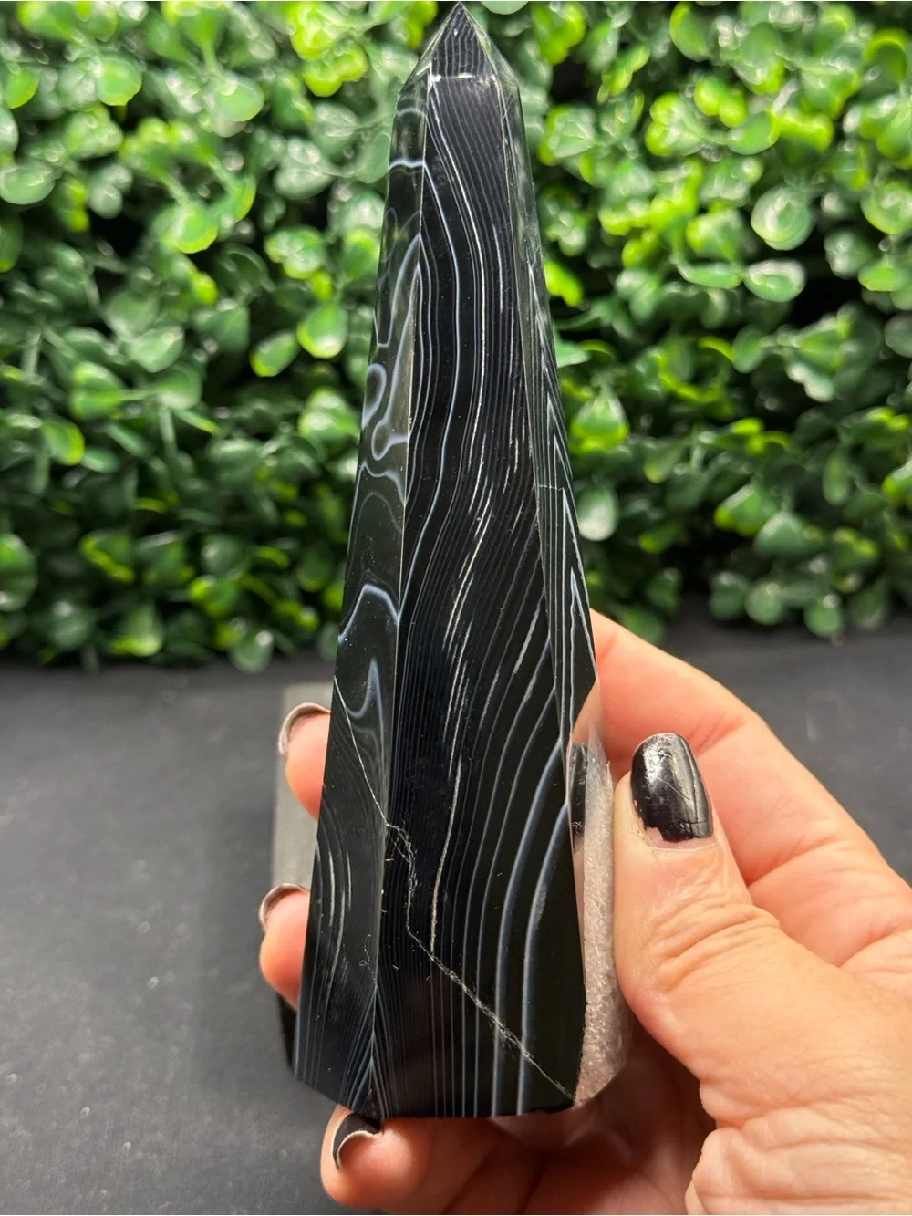 Black Banded Agate & Quartz Towers Obelisk